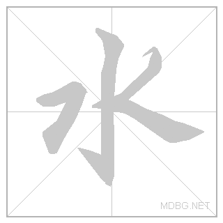 Анимированное изображение современного китайского иероглифа «вода»
